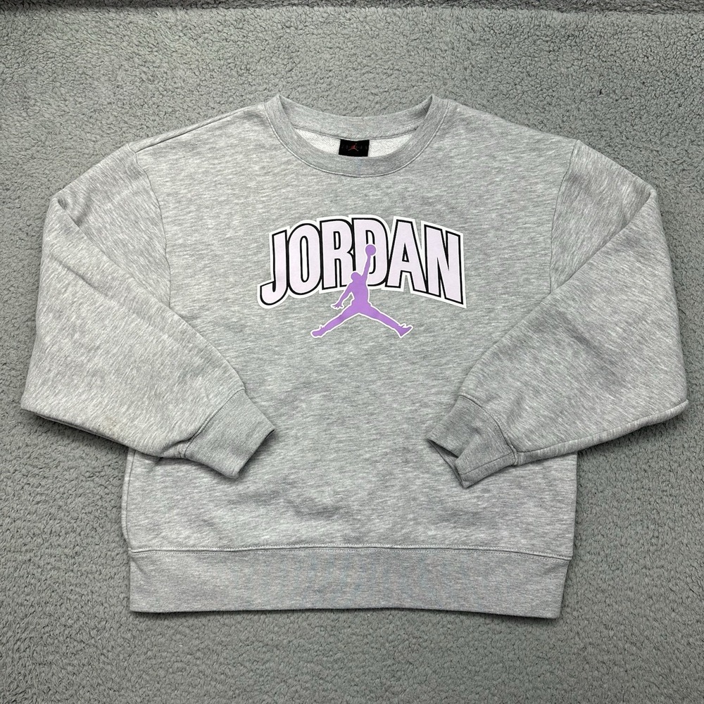 Nike Air Jordan C367-G2H Youth Large 12-13 YRS Gray Crewneck Jumpman Sweatshirt